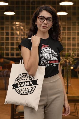 KOSZULKA DAMSKA PREZENT NA DZIEŃ MAMY MAMASAURUS TORBA GRATIS 8