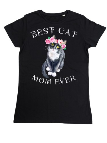 KOSZULKA DAMSKA PREZENT NA DZIEŃ MAMY BEST CAT MOM EVER TORBA GRATIS 2