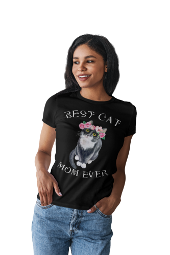 KOSZULKA DAMSKA PREZENT NA DZIEŃ MAMY BEST CAT MOM EVER TORBA GRATIS 3