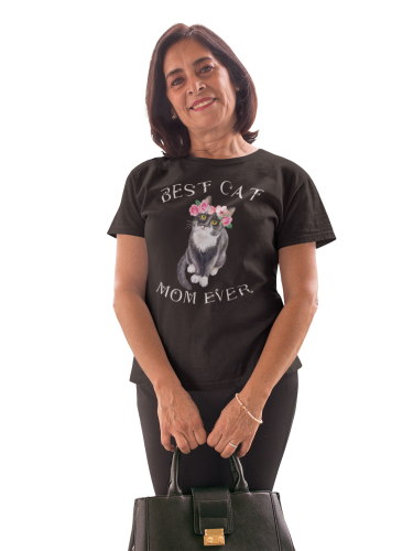 KOSZULKA DAMSKA PREZENT NA DZIEŃ MAMY BEST CAT MOM EVER TORBA GRATIS 4