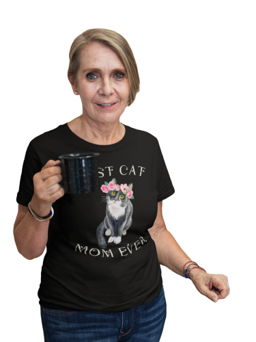 KOSZULKA DAMSKA PREZENT NA DZIEŃ MAMY BEST CAT MOM EVER TORBA GRATIS 5