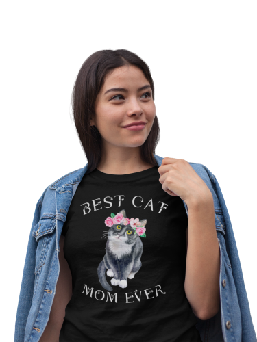 KOSZULKA DAMSKA PREZENT NA DZIEŃ MAMY BEST CAT MOM EVER TORBA GRATIS 7