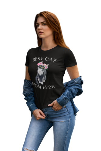KOSZULKA DAMSKA PREZENT NA DZIEŃ MAMY BEST CAT MOM EVER TORBA GRATIS 8