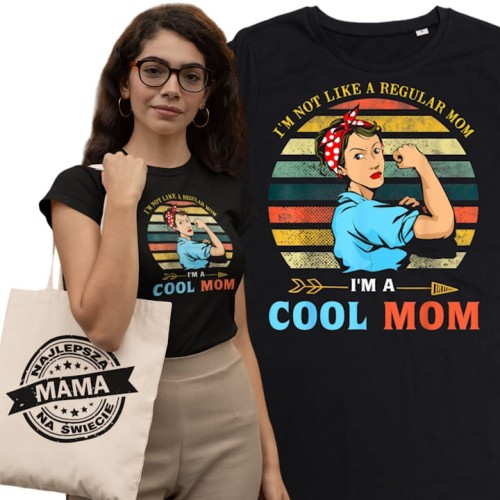 KOSZULKA DAMSKA PREZENT NA DZIEŃ MAMY COOL MOM TORBA GRATIS 1
