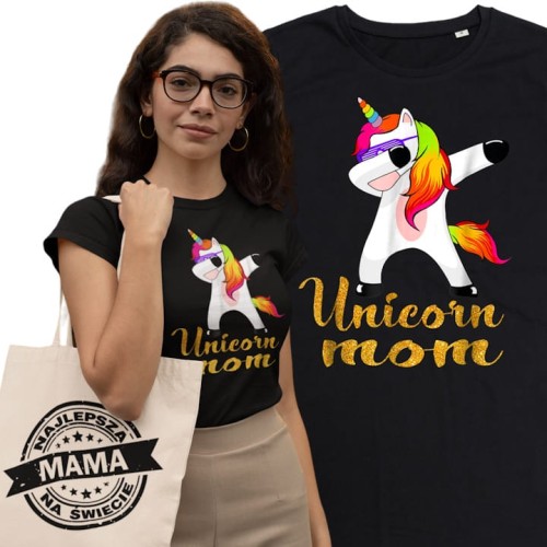 KOSZULKA DAMSKA PREZENT NA DZIEŃ MAMY UNICORN MOM TORBA GRATIS 1