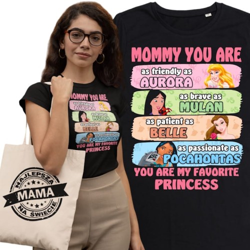 KOSZULKA DAMSKA PREZENT NA DZIEŃ MAMY MAMA KSIĘŻNICZKA TORBA GRATIS 1