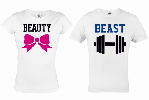 ZESTAW KOSZULEK WALENTYNKOWYCH BEAUTY & BEAST PREZENT NA WALENTYNKI 