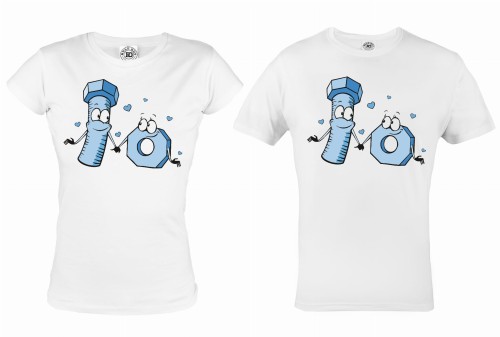 ZESTAW KOSZULEK WALENTYNKOWYCH ŚRUBA I NAKRĘTKA PREZENT NA WALENTYNKI