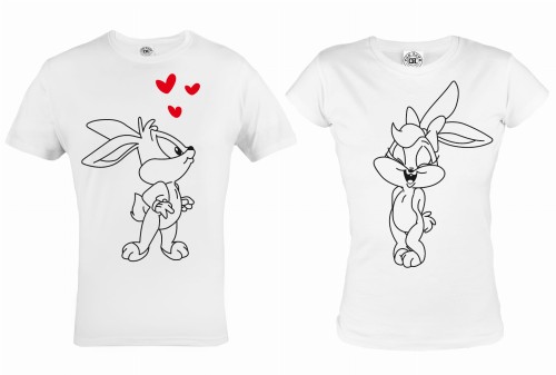 ZESTAW KOSZULEK WALENTYNKOWYCH ZAKOCHANE KRÓLICZKI PREZENT NA WALENTYNKI