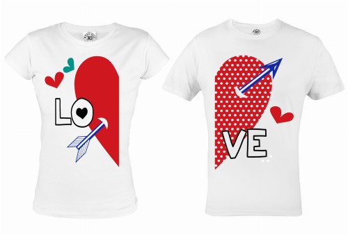 ZESTAW KOSZULEK WALENTYNKOWYCH LOVE POŁÓWKI SERCA PREZENT NA WALENTYNKI 