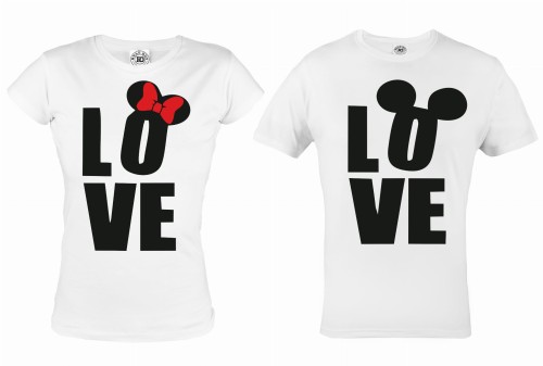 ZESTAW KOSZULEK WALENTYNKOWYCH MICKEY AND MINNIE LOVE 1 PREZENT NA WALENTYNKI 