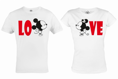ZESTAW KOSZULEK WALENTYNKOWYCH MICKEY AND MINNIE LOVE PREZENT NA WALENTYNKI 