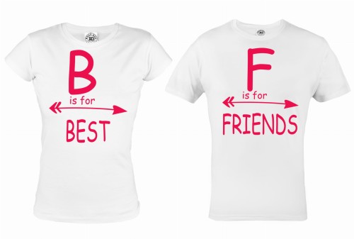 ZESTAW KOSZULEK WALENTYNKOWYCH B IS FOR BEST F IS FOR FRIENDS PREZENT NA WALENTYNKI 
