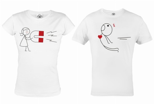 ZESTAW KOSZULEK WALENTYNKOWYCH MAGNES LOVE PREZENT NA WALENTYNKI 