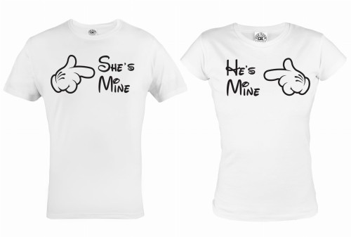 ZESTAW KOSZULEK WALENTYNKOWYCH SHE'S MINE HE'S MINE PREZENT NA WALENTYNKI