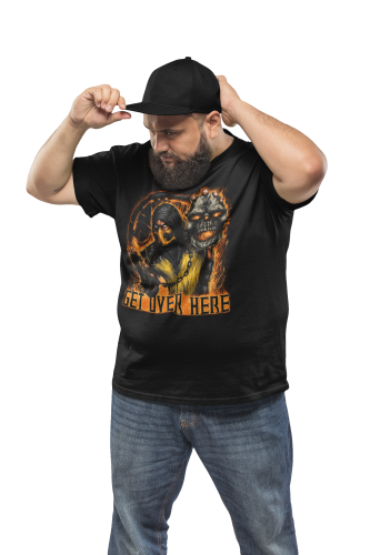 KOSZULKA MĘSKA GRA VIDEO MORTAL KOMBAT SCORPION GET OVER HERE 3