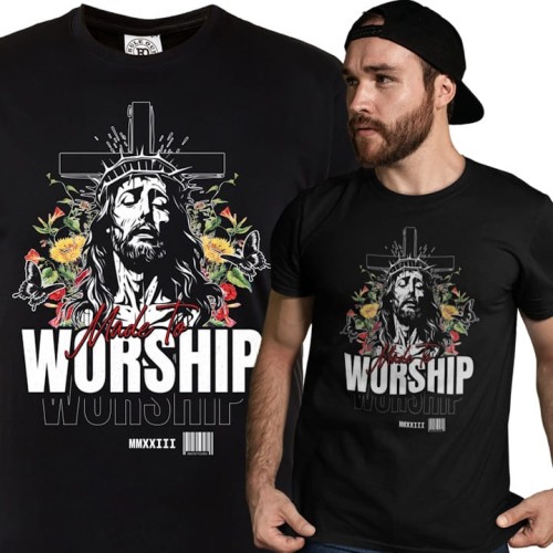 KOSZULKA MĘSKA CHRZEŚCIJAŃSKA KATOLICKA JEZUS MADE TO WORSHIP 1