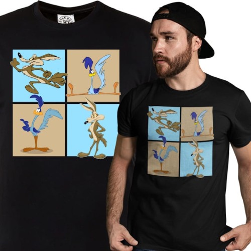 KOSZULKA BAJKOWA KRESKÓWKA LOONEY TUNES STRUŚ PĘDZIWIATR I KOJOT WILUŚ 1