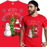 MĘSKA KOSZULKA ŚWIĄTECZNA BOŻE NARODZENIE MERRY CHRISTMAS SNOWMAN