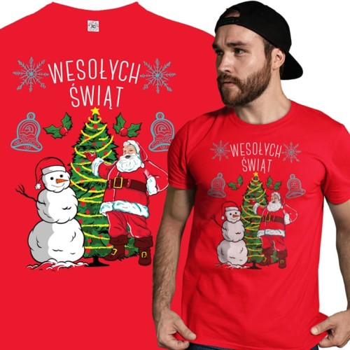 MĘSKA KOSZULKA ŚWIĄTECZNA BOŻE NARODZENIE WESOŁYCH ŚWIĄT 
