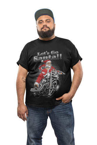KOSZULKA ŚWIĄTECZNA MĘSKA ŚWIĘTY MIKOŁAJ NA MOTORZE LET'S GO SANTA 3