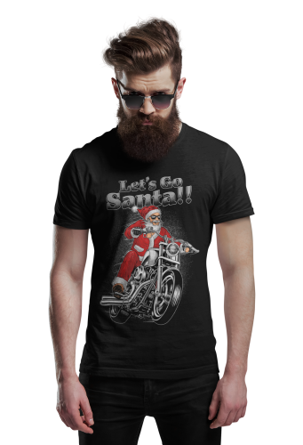 KOSZULKA ŚWIĄTECZNA MĘSKA ŚWIĘTY MIKOŁAJ NA MOTORZE LET'S GO SANTA 4