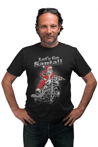 KOSZULKA ŚWIĄTECZNA MĘSKA ŚWIĘTY MIKOŁAJ NA MOTORZE LET'S GO SANTA 5