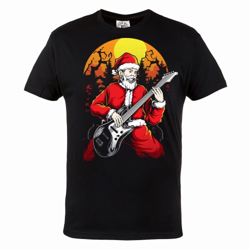MĘSKA KOSZULKA ŚWIĄTECZNA ŚWIĘTY MIKOŁAJ Z GITARĄ ROCK SANTA 2