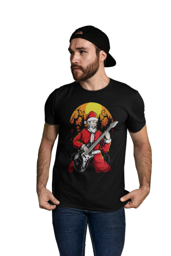 MĘSKA KOSZULKA ŚWIĄTECZNA ŚWIĘTY MIKOŁAJ Z GITARĄ ROCK SANTA 6