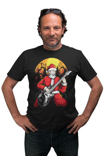 MĘSKA KOSZULKA ŚWIĄTECZNA ŚWIĘTY MIKOŁAJ Z GITARĄ ROCK SANTA 5