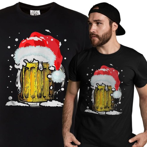 MĘSKA KOSZULKA ŚWIĄTECZNA NA BOŻE NARODZENIE ŚWIĄTECZNY KUFEL PIWA 1