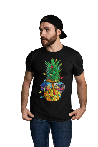 MĘSKA KOSZULKA ŚWIĄTECZNA ŚWIĄTECZNY ANANAS LAMPKI 6