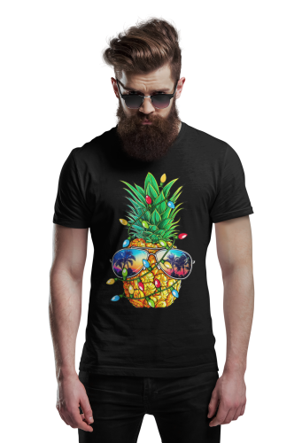 MĘSKA KOSZULKA ŚWIĄTECZNA ŚWIĄTECZNY ANANAS LAMPKI 4