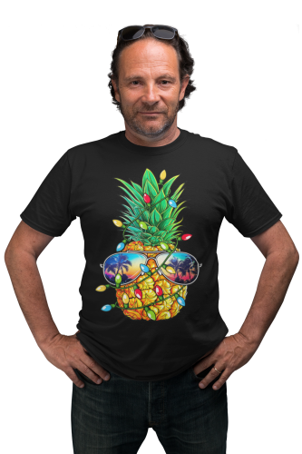 MĘSKA KOSZULKA ŚWIĄTECZNA ŚWIĄTECZNY ANANAS LAMPKI 5