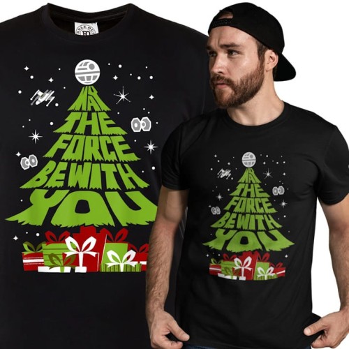 MĘSKA KOSZULKA ŚWIĄTECZNA CHOINKA STAR WARS GWIEZDNE WOJNY MAY THE FORCE BE WITH YOU 1