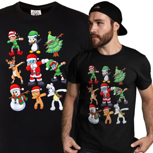 MĘSKA KOSZULKA ŚWIĄTECZNA EKIPA ŚWIĘTEGO MIKOŁAJA DABBING 1