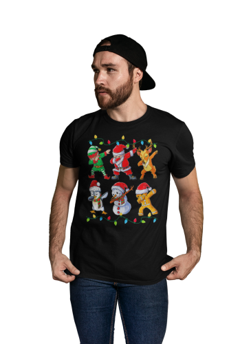 MĘSKA KOSZULKA ŚWIĄTECZNA EKIPA ŚWIĘTEGO MIKOŁAJA DABBING LAMPKI 6