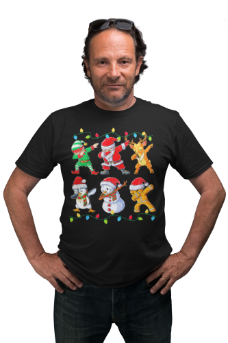 MĘSKA KOSZULKA ŚWIĄTECZNA EKIPA ŚWIĘTEGO MIKOŁAJA DABBING LAMPKI 5