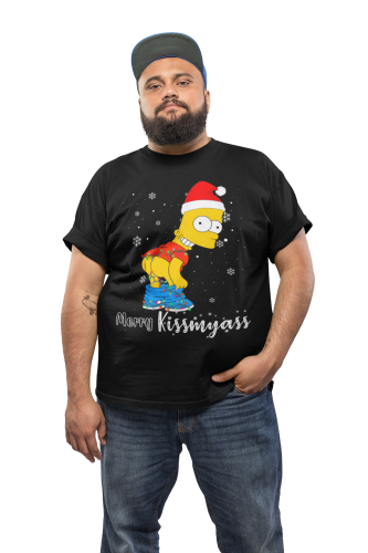 MĘSKA KOSZULKA ŚWIĄTECZNA SIMPSONOWIE BART MERRY KISSMYASS 3