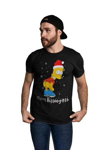 MĘSKA KOSZULKA ŚWIĄTECZNA SIMPSONOWIE BART MERRY KISSMYASS 6