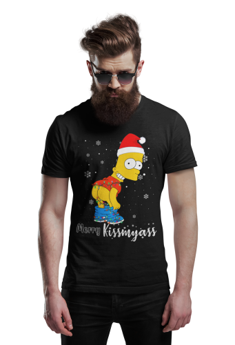 MĘSKA KOSZULKA ŚWIĄTECZNA SIMPSONOWIE BART MERRY KISSMYASS 4