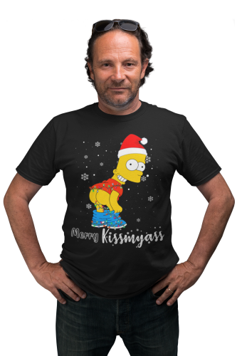 MĘSKA KOSZULKA ŚWIĄTECZNA SIMPSONOWIE BART MERRY KISSMYASS 5