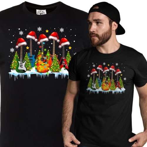 MĘSKA KOSZULKA ŚWIĄTECZNA DLA MUZYKA GITARY 1