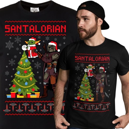 KOSZULKA ŚWIĄTECZNA MANDALORIAN YODA SANTALORIAN