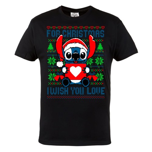KOSZULKA ŚWIĄTECZNA LILO I STICH FOR CHRISTMAS I WISH YOU LOVE 2
