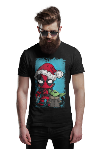 KOSZULKA ŚWIĄTECZNA DEADPOOL BABY YODA MARVEL STAR WARS 4