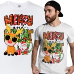 MĘSKA KOSZULKA ŚWIĄTECZNA MERRY AND BRIGHT RENIFER ŚWIĘTY MIKOŁAJ