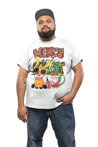 MĘSKA KOSZULKA ŚWIĄTECZNA MERRY AND BRIGHT RENIFER ŚWIĘTY MIKOŁAJ 3