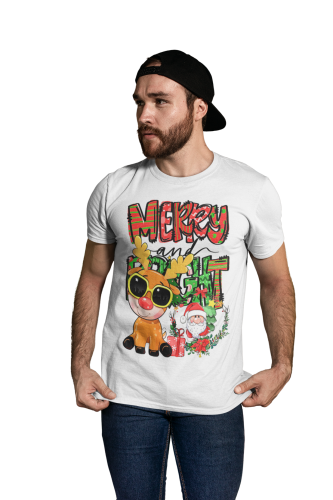 MĘSKA KOSZULKA ŚWIĄTECZNA MERRY AND BRIGHT RENIFER ŚWIĘTY MIKOŁAJ 6