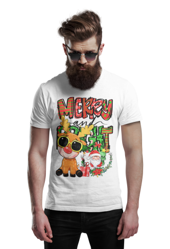 MĘSKA KOSZULKA ŚWIĄTECZNA MERRY AND BRIGHT RENIFER ŚWIĘTY MIKOŁAJ 4